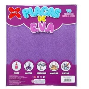 Placas de E.V.A roxa com glitter