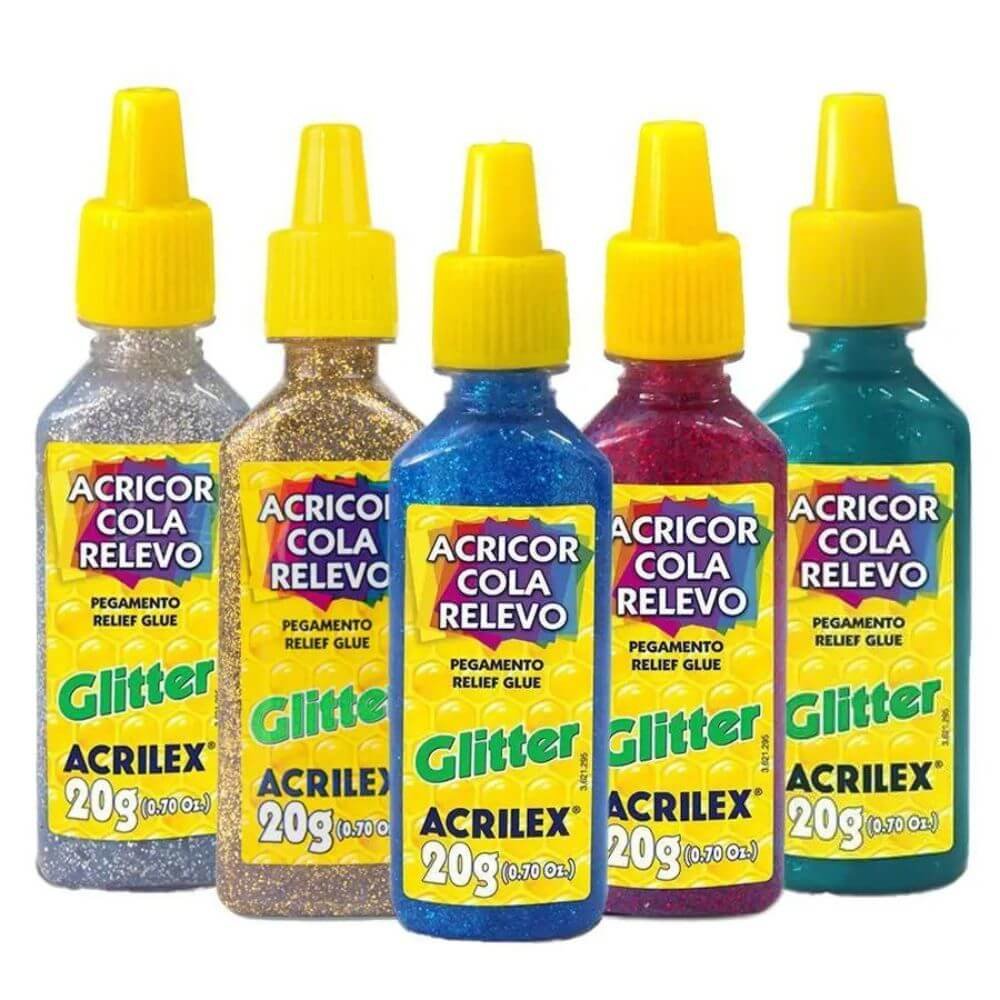 Cola acricor relevo glitter