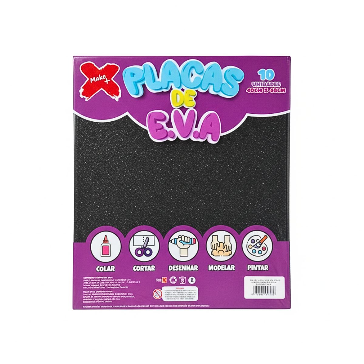 Placas de E.V.A preta glitter