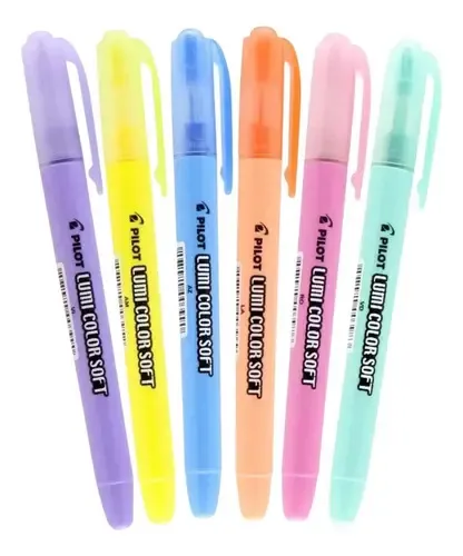 marcadores de texto Pilot Lumi Color Soft em tons pastel