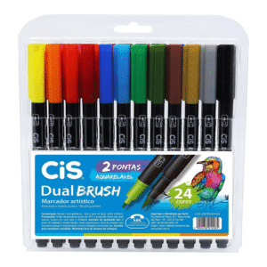 Caneta Cis Dual Brush Aquarelável 24 cores