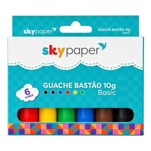 Guache Bastão 10g 6 Cores Tinta Escolar Infantil Criança Pintar Colorir Desenho Artes Criativo
