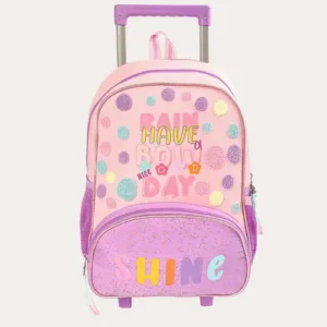 Mochila De Rodinhas Escolar Infantil Have A Nice Day Rosa Clio Style