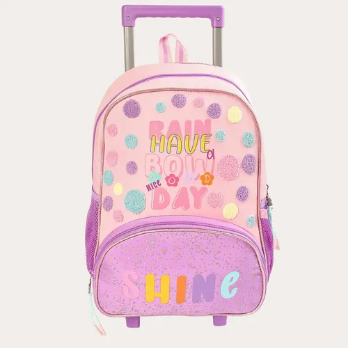 Mochila De Rodinhas Escolar Infantil Have A Nice Day Rosa Clio Style